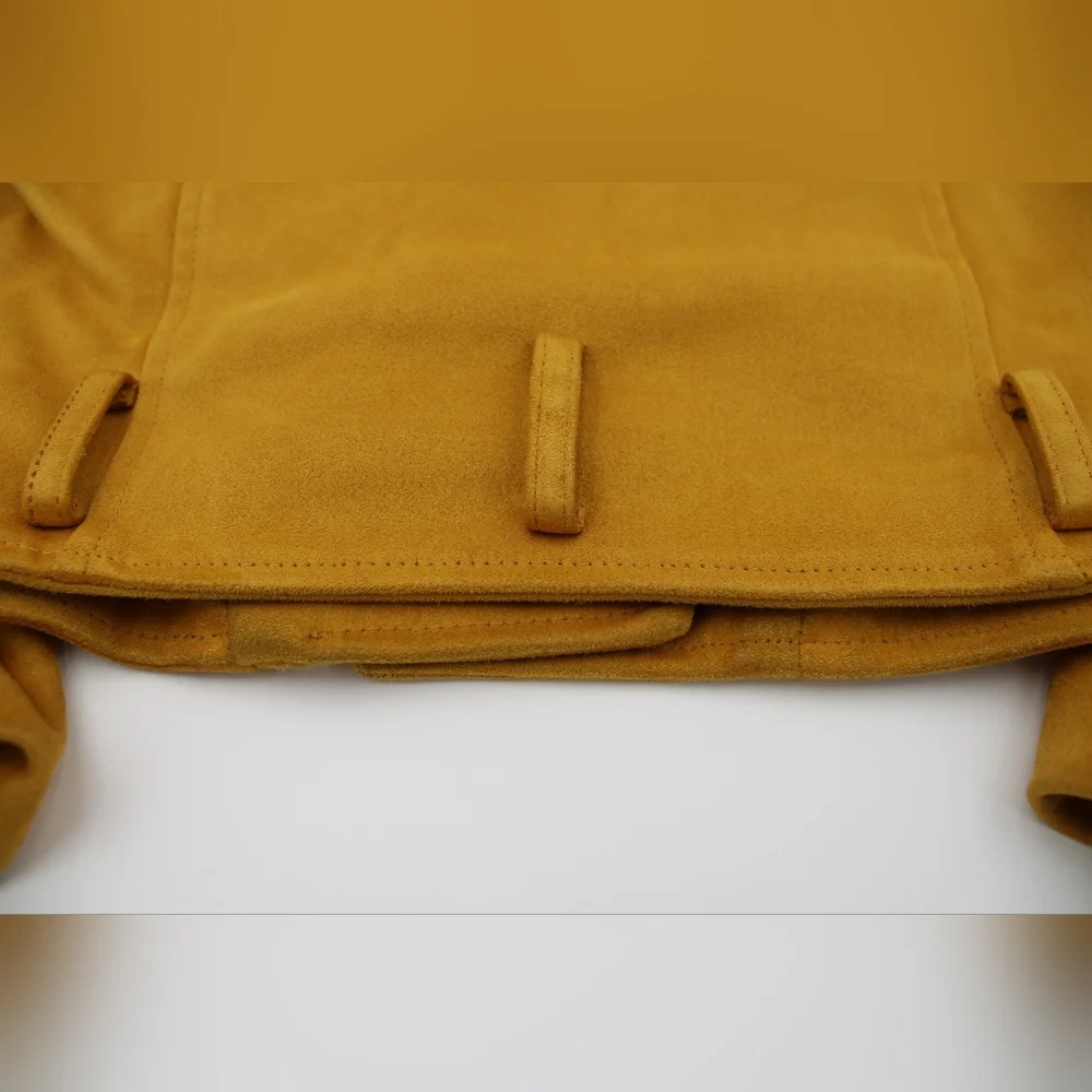 Forever 21 Women’s Mustard Yellow Microsuede Moto Jacket – Size L - Picture 3 of 13